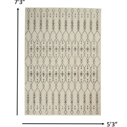 5' X 7' Gray Geometric Power Loom Area Rug