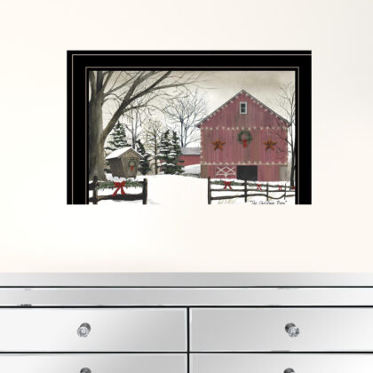Christmas Barn 2 Black Framed Print Wall Art