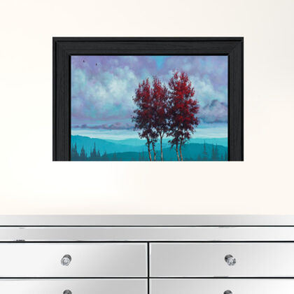Two Red Trees 2 Black Framed Print Wall Art