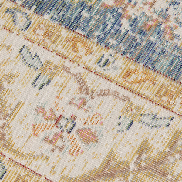 2' x 3' Blue and Ivory Oriental Power Loom Distressed Area Rug
