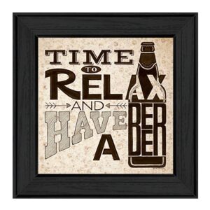 BeerTime To Relax Black Framed Print Wall Art