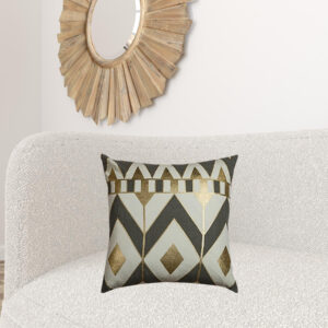 Set Of Two 20" X 20" Gray Zippered 100% Cotton Interlocking Throw Pillow