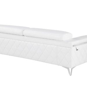 Two Piece Indoor White Italian Leather Five Person Seating Set