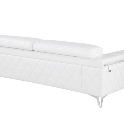Two Piece Indoor White Italian Leather Five Person Seating Set