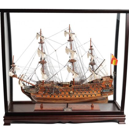 39" Wood Brown San Felipe Large Table Top Display Hand Painted Decorative Boat