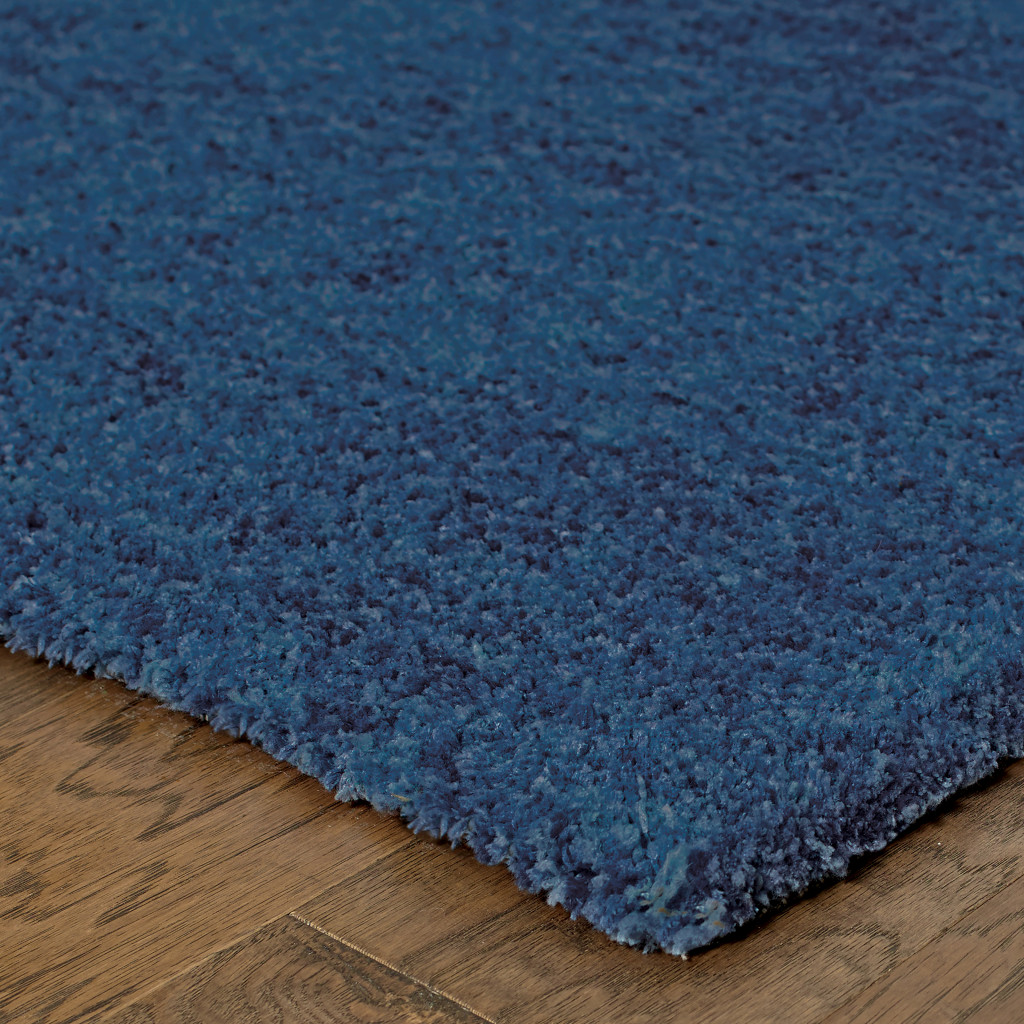 5' X 7' Deep Blue Shag Tufted Handmade Stain Resistant Area Rug