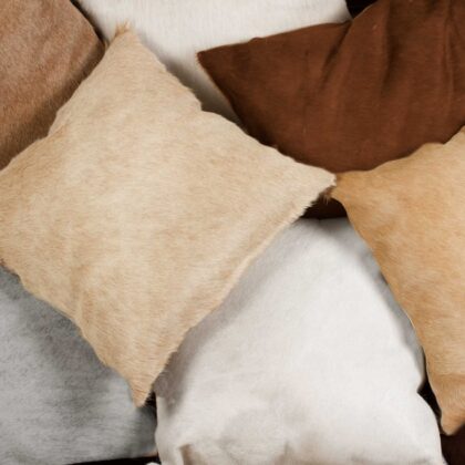 18" X 18" X 5" Gray Cowhide  Pillow