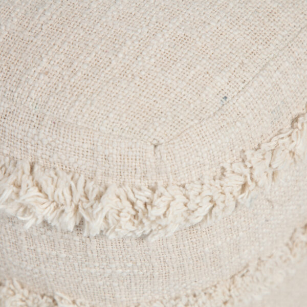 18" Cream Cotton Tufted Stripe Cube Pouf Ottoman