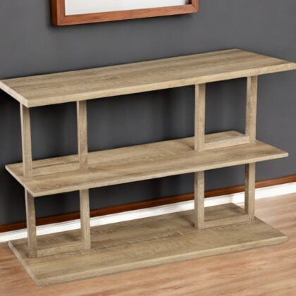 42" Natural Floor Shelf Console Table With Shelves