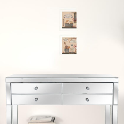 Set Of Two Wash Room White Framed Print Bathroom Wall Art