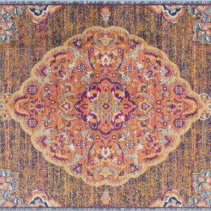 4’ X 6’ Rustic Orange Medallion Area Rug