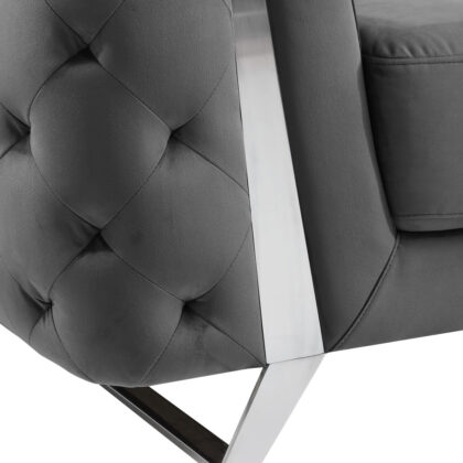 Two Piece Indoor Dark Gray Italian Leather Five Person Seating Set