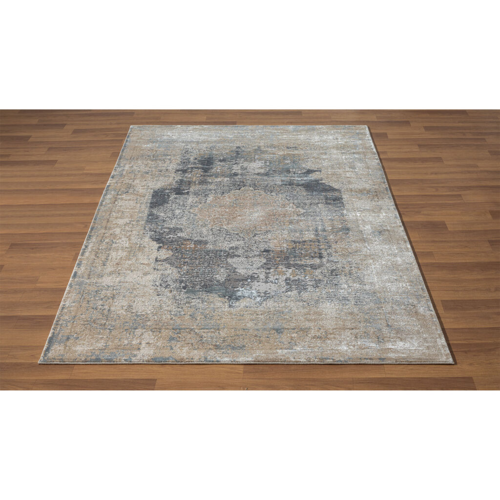 9' x 12' Beige and Gray Medallion Area Rug