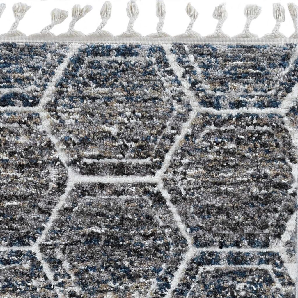 9'X13' Grey Teal Machine Woven Space Dyed Honeycomb Indoor Area Rug