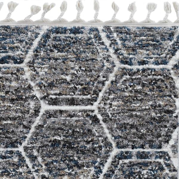 9'X13' Grey Teal Machine Woven Space Dyed Honeycomb Indoor Area Rug
