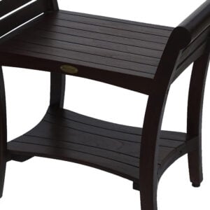 Contemporary Teak Shower Bench With Handles In Dark Brown