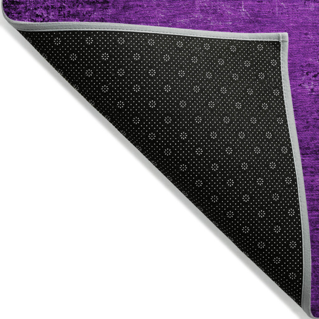 8' Runner Purple Abstract Washable Non Skid Indoor Outdoor Runner Rug