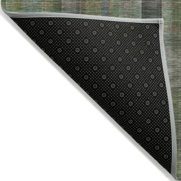 3' X 5' Green Plaid Washable Non Skid Indoor Outdoor Area Rug