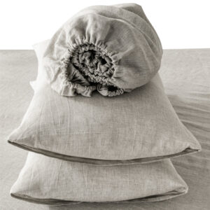 Four Piece Light Gray Linen Sheet Set