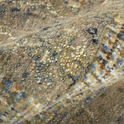 2' X 3' Tan Blue And Gray Wool Floral Tufted Handmade Stain Resistant Area Rug