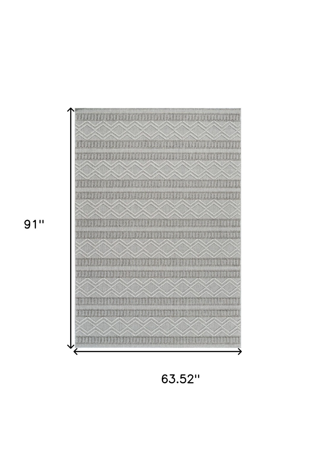 5' X 8' Beige and Gray Striped Distressed Indoor Outdoor Area Rug