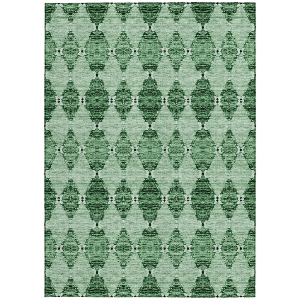 5' X 8' Emerald And Green Moroccan Washable Indoor Outdoor Area Rug