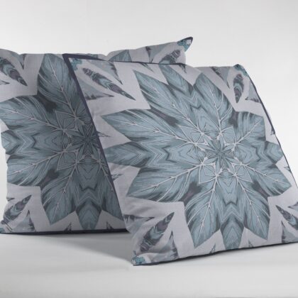 16" Blue Floral Forest Zippered Suede Throw Pillow