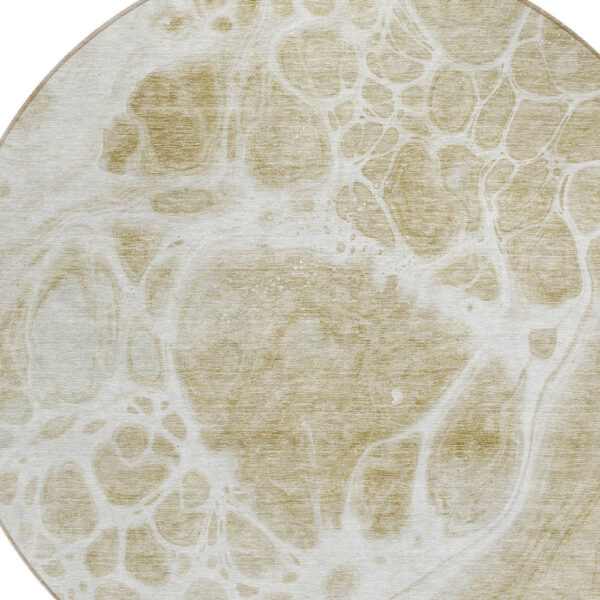 8' Taupe Beige And Ivory Round Nautical Washable Indoor Outdoor Area Rug