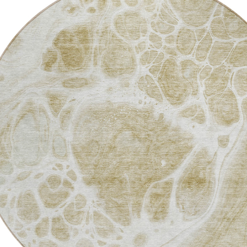 8' Taupe Beige And Ivory Round Nautical Washable Indoor Outdoor Area Rug