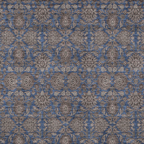 10' X 14' Navy Blue Beige And Taupe Floral Washable Indoor Outdoor Area Rug