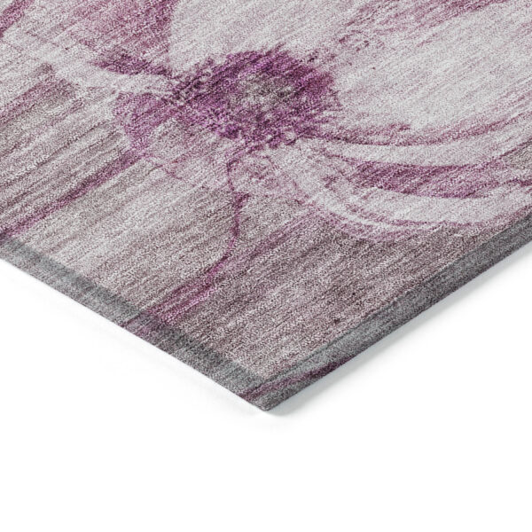 8' X 10' Plum Mauve And Pink Floral Washable Indoor Outdoor Area Rug