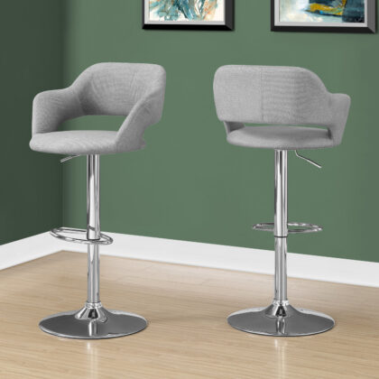 Light Gray and Silver Metal Low Back Bar Chair