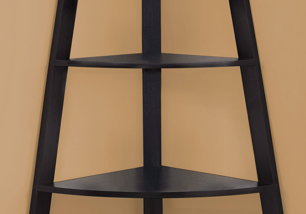 Black Wood Four Tier Corner Bookcase