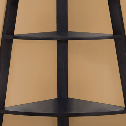 Black Wood Four Tier Corner Bookcase
