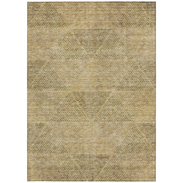 5' X 8' Wheat And Beige Geometric Washable Indoor Outdoor Area Rug