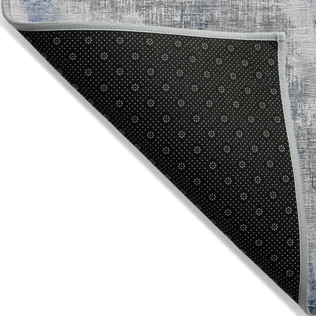 5' X 8' Gray Silver And Blue Abstract Washable Indoor Outdoor Area Rug