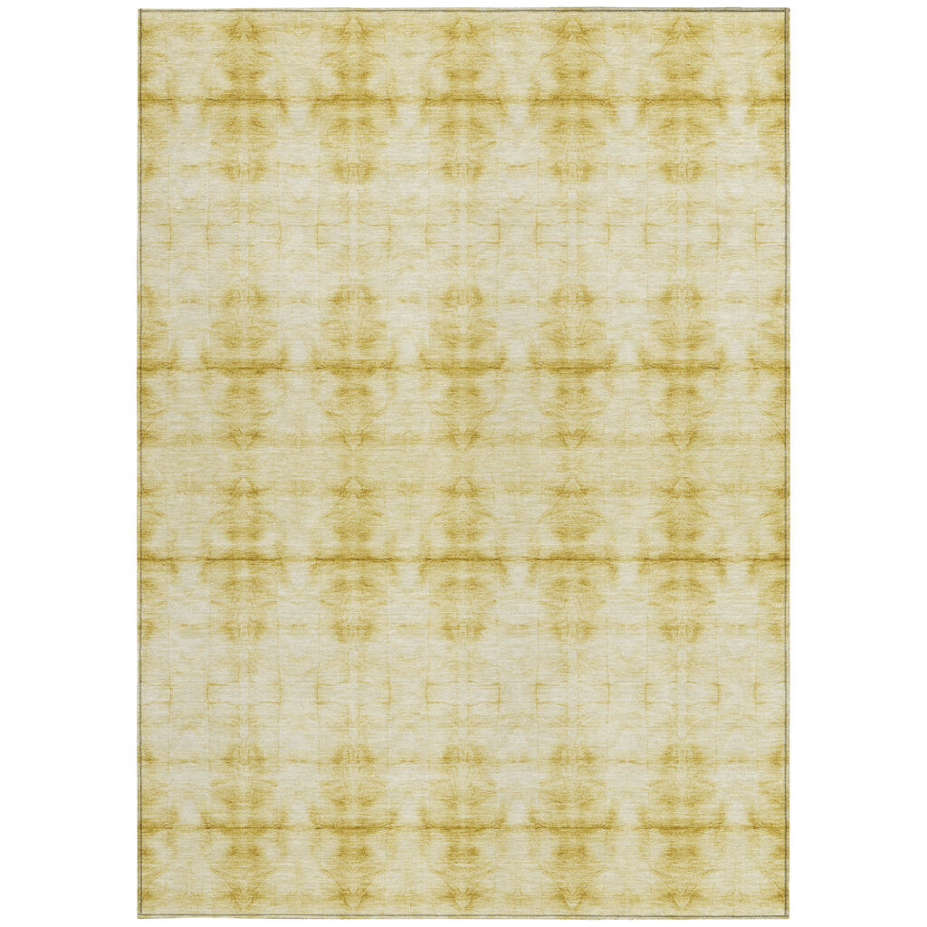 5' X 8' Wheat And Gold Geometric Washable Indoor Outdoor Area Rug