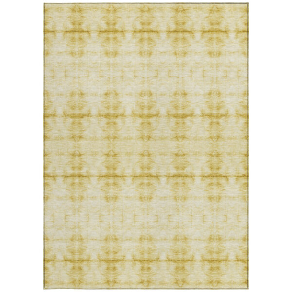 5' X 8' Wheat And Gold Geometric Washable Indoor Outdoor Area Rug