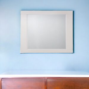 37" White Square Wood Framed Mounted Dresser Mirror