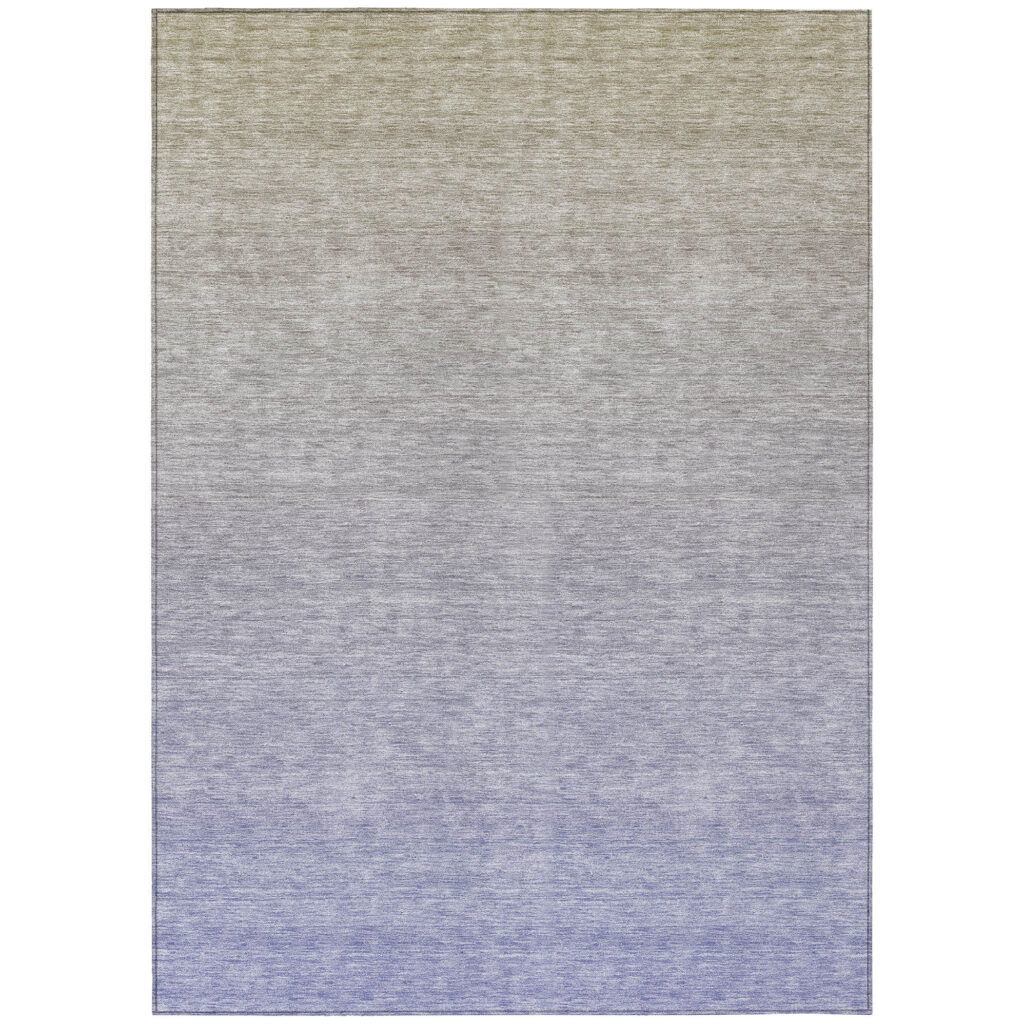 9' X 12' Beige Tan And Blue Ombre Washable Indoor Outdoor Area Rug