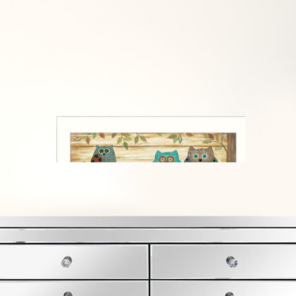 Set Of Two Whimsical Owls White Framed Print Wall Art