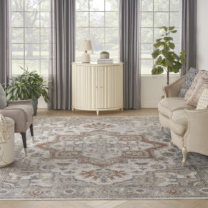 8' X 10' Gray Oriental Power Loom Washable Area Rug