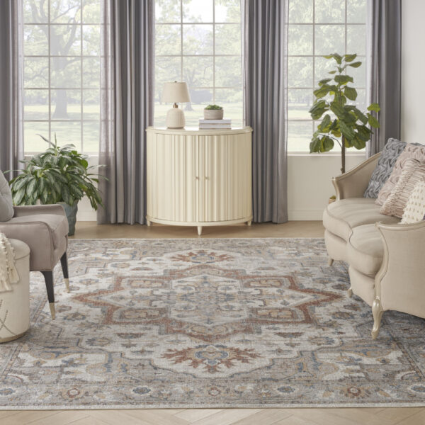 8' X 10' Gray Oriental Power Loom Washable Area Rug