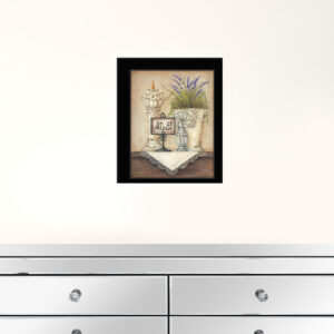 Bath 3 Floral and Lace Black Framed Print Bathroom Wall Art