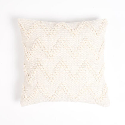 18" X 18" Off White Chevron Cotton Blend Pillow Cover With Texture