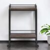 Brown and Black Steel Rolling Bar Cart