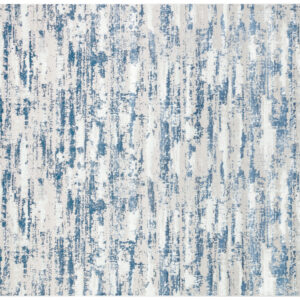 10' Blue and Off White Abstract Washable Non Skid Runner Area Rug