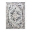 8' x 10' Gray Beige and Blue Geometric Distressed Area Rug With Fringe