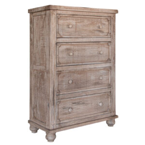37" Natural Solid Wood Four Drawer Chest