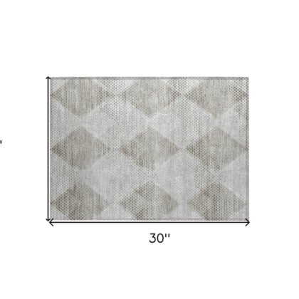 2' X 3' Gray Geometric Washable Non Skid Indoor Outdoor Area Rug